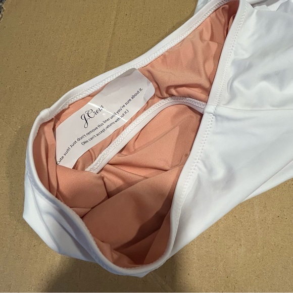 J. Crew Bow Tie One Shoulder One Piece Swimsuit, White, Vacation, Sz 14, NWT - Picture 10 of 12